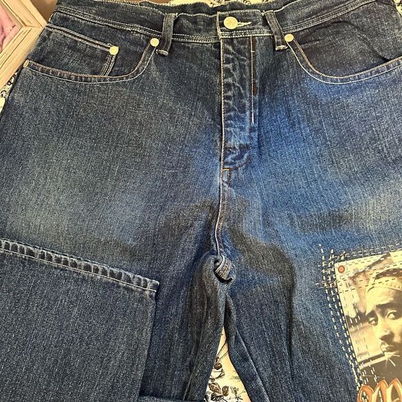 Vintage Makaveli Branded Tupac Shakir Denim Jeans Size 38 - Picture 5 of 10